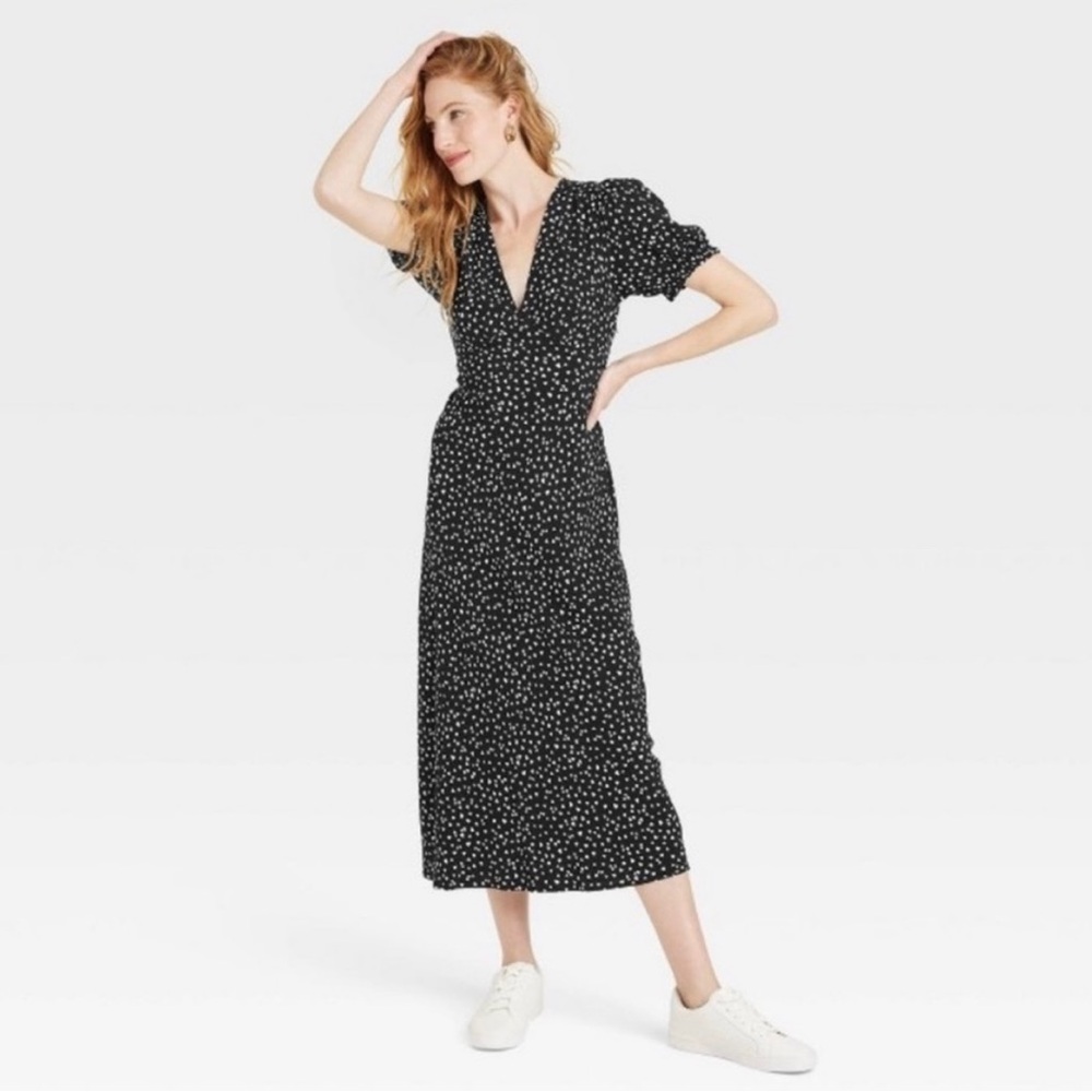 A new day puff sleeve heart print dress size Large